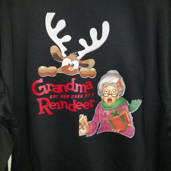 SBC Grandma Got Run Over By A Reindeer Black Crewneck Sweatshirt - Picture 8 of 10